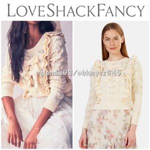 LoveShackFancy “Kennie” beige pullover bow sweater XS